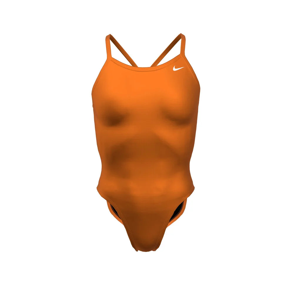Nike Swim Women's HydraStrong Solid Racerback One Piece orange color..