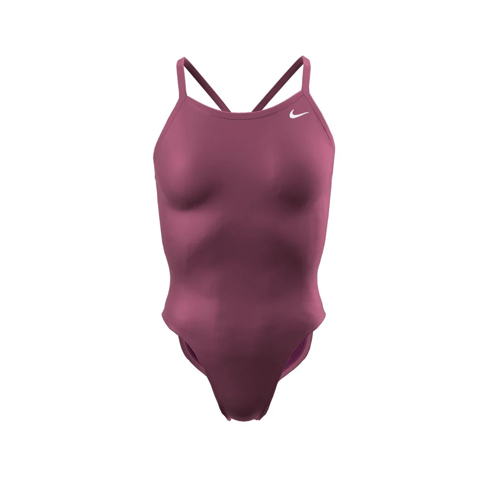 Nike Swim Women's HydraStrong Solid Racerback One Piece maroon color..