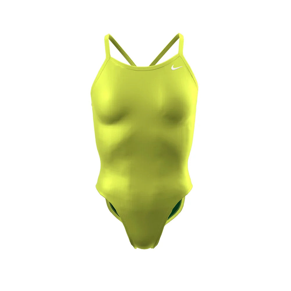 Nike Swim Women's HydraStrong Solid Racerback One Piece yellow color