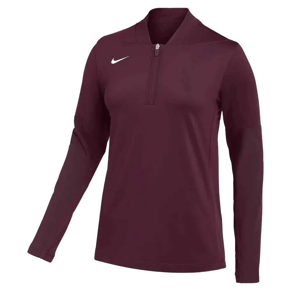 Nike Women's Dri-fit Midweight Half Zip Top Maroon Color