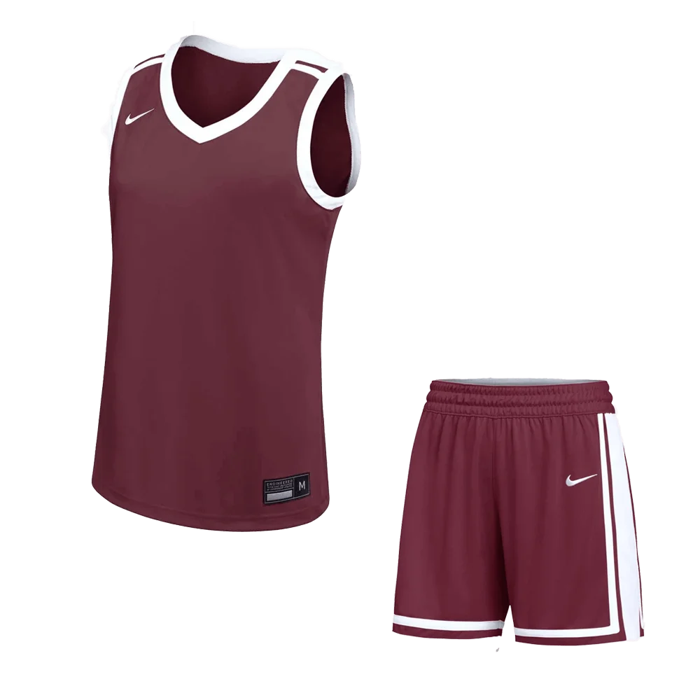 Nike Women's Stock Elite Pro Jersey and Shorts Maroon color.