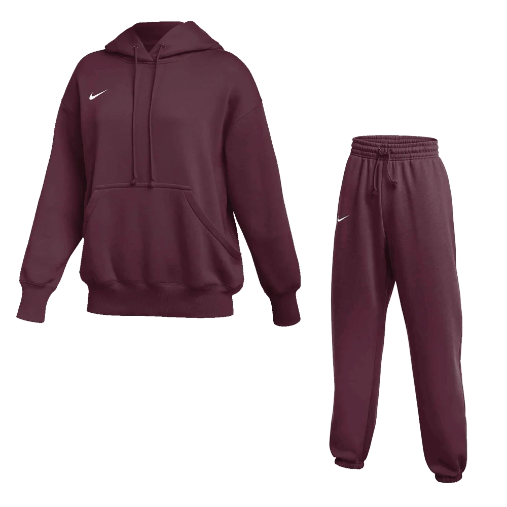 Nike Women's Team Sportswear Phoenix Set - Hoodie and Pants  maroon  color