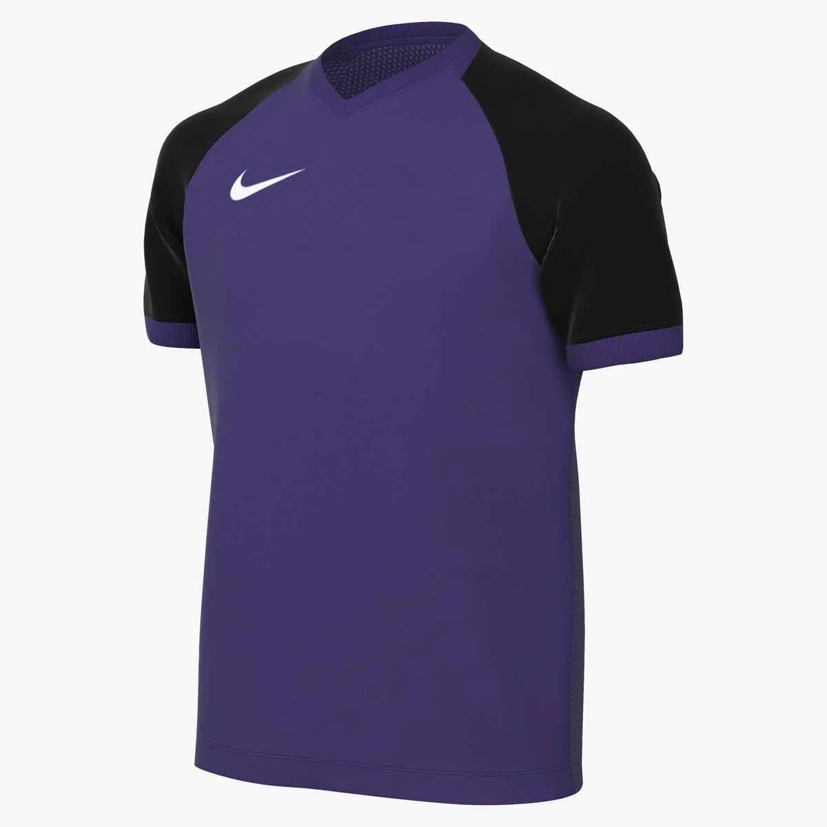 Nike Big Kids' Dri-FIT Trophy VI Short-Sleeve Soccer Jersey Purple Color.