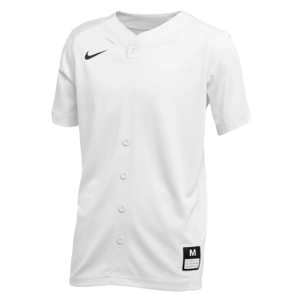 Nike Big Kids' Stock Gapper Baseball Jersey (Loose Fit) White Color