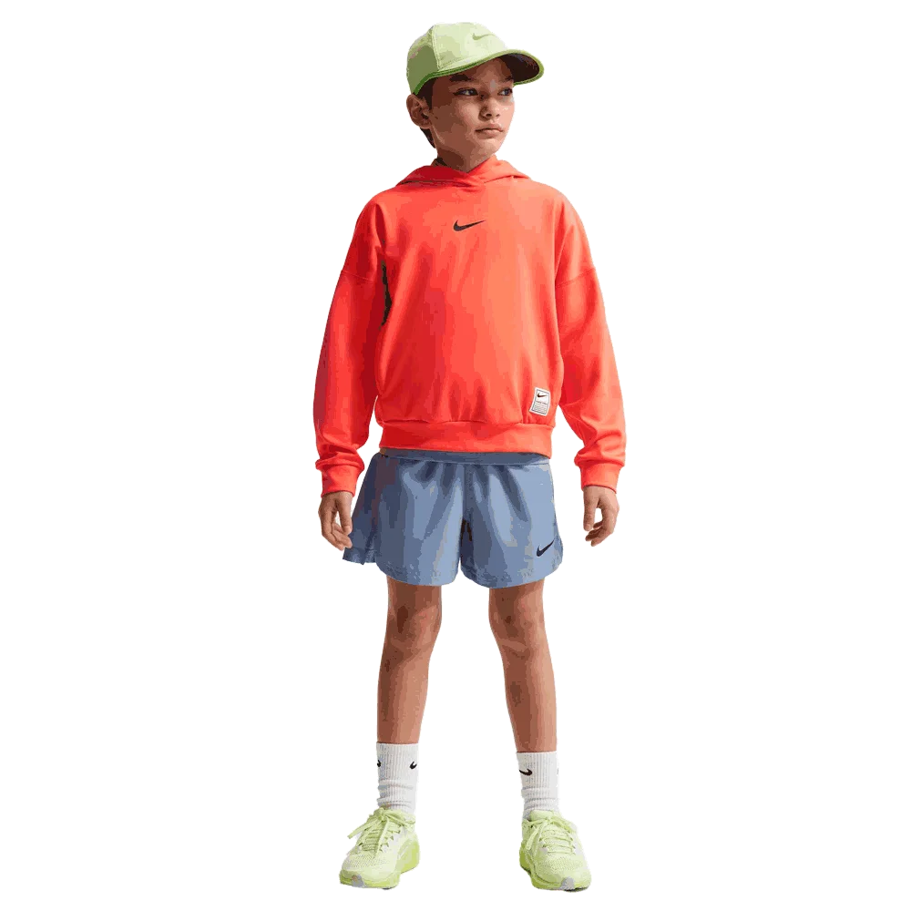 Nike Boys Pro Big Kids Dri-FIT Fleece Pullover Hoodie Orange