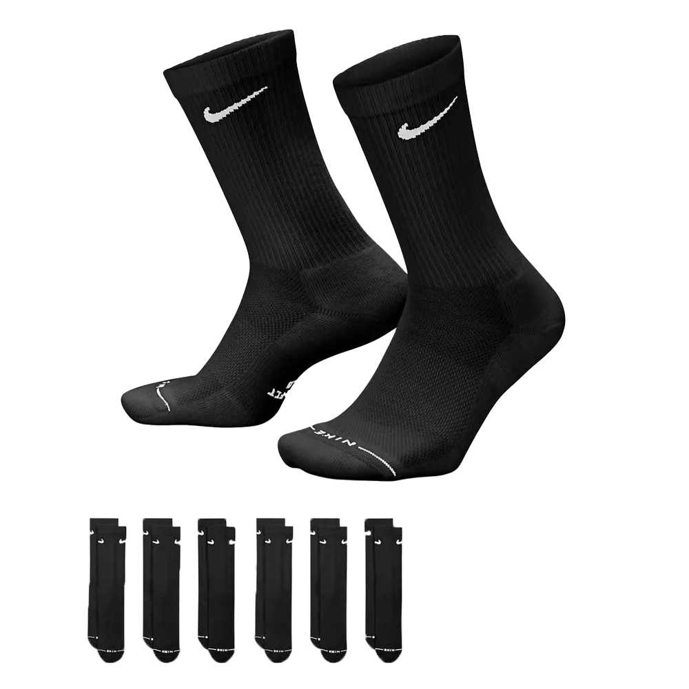Nike Everyday Elevated Crew Socks (6 Pairs) Black Color