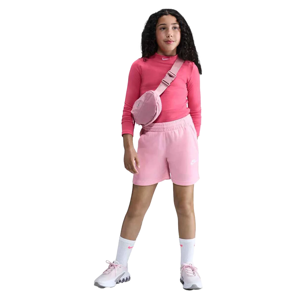 Nike Girls Sportswear Club Fleece Big Kids'5" French Terry Shorts Pink Color