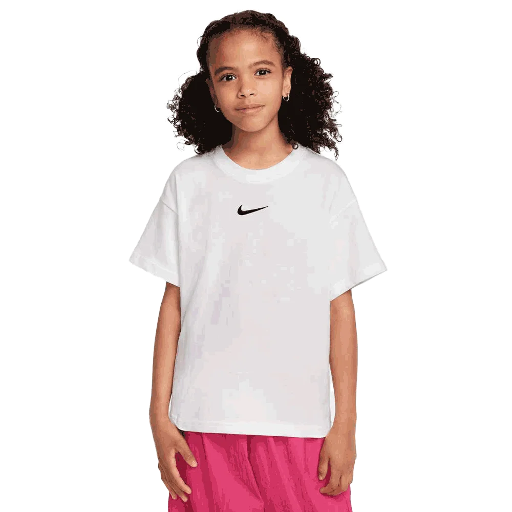 Nike Girls Sportswear Essential Big Kids T-Shirt White Color
