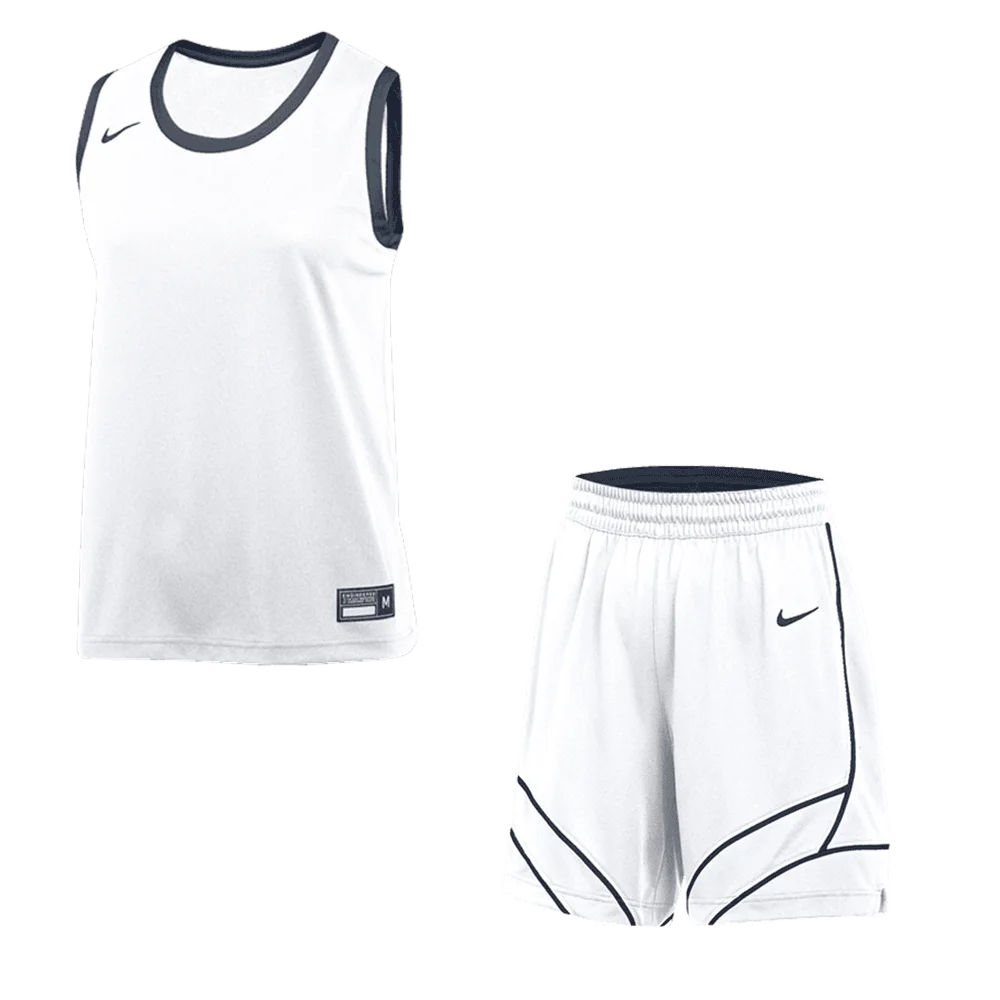 Nike Women's Stock Dri-Fit Swoosh Fly Set - Jersey and Short White/navy color
