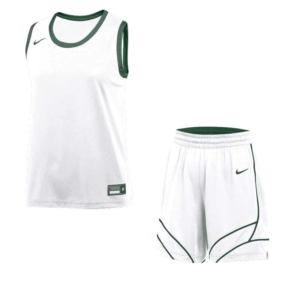 Nike Women's Stock Dri-Fit Swoosh Fly Set - Jersey and Short White/green  color