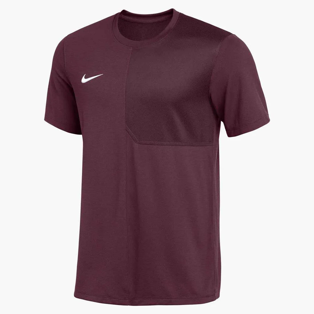 Nike Men's Dri-FIT Short-Sleeve UV Coach Top (Stock) Maroon Color   