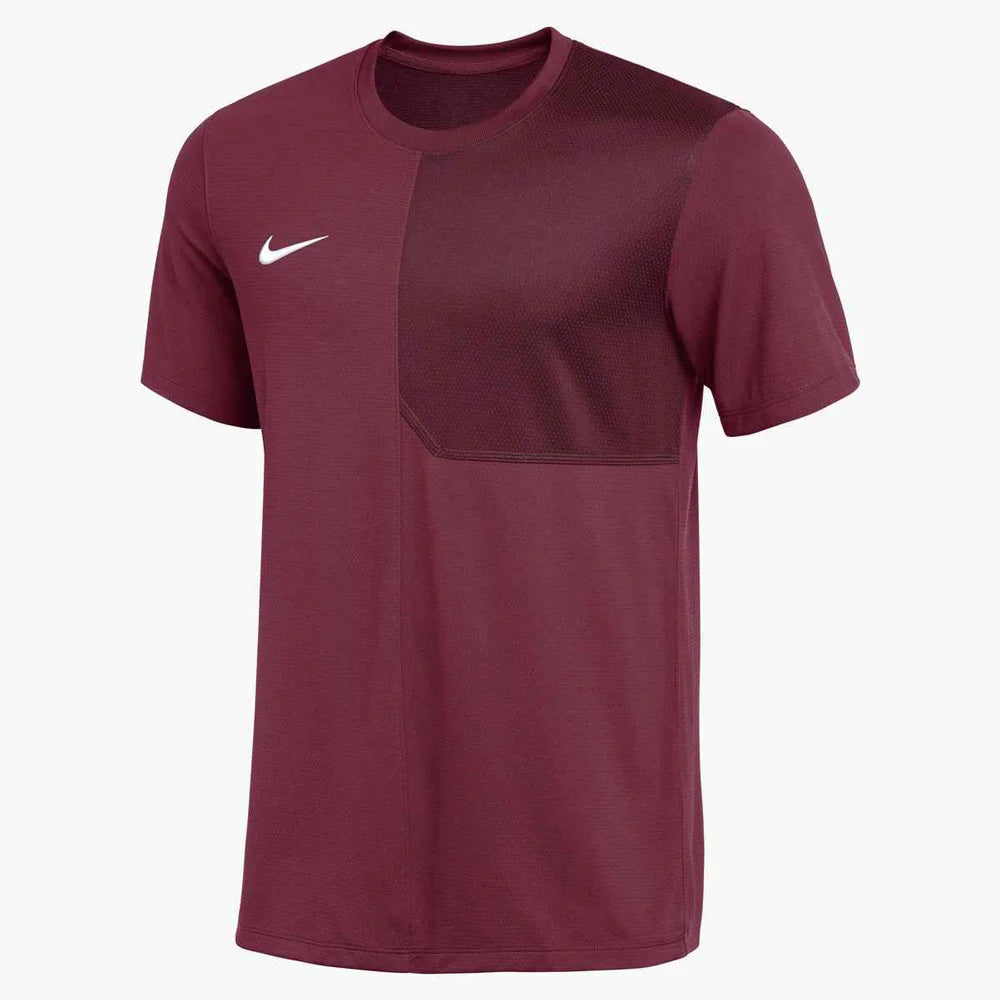 Nike Men's Dri-FIT Short-Sleeve UV Coach Top (Stock) Maroon Color