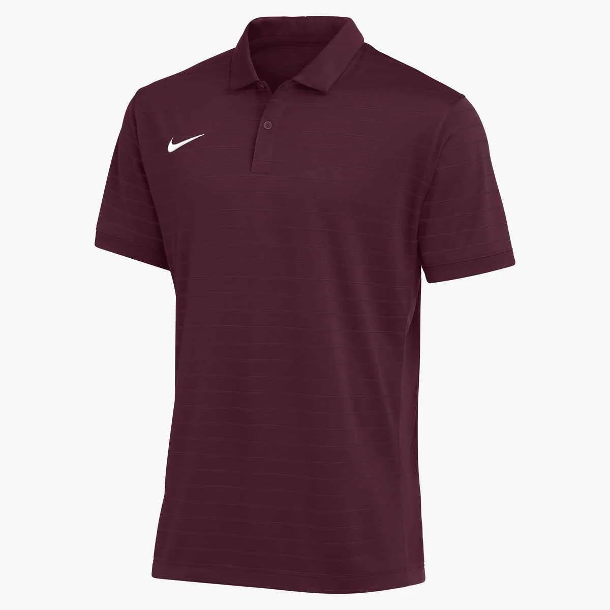 Nike Men's Dri-FIT Striped Coach Polo (Stock) Maroon Color