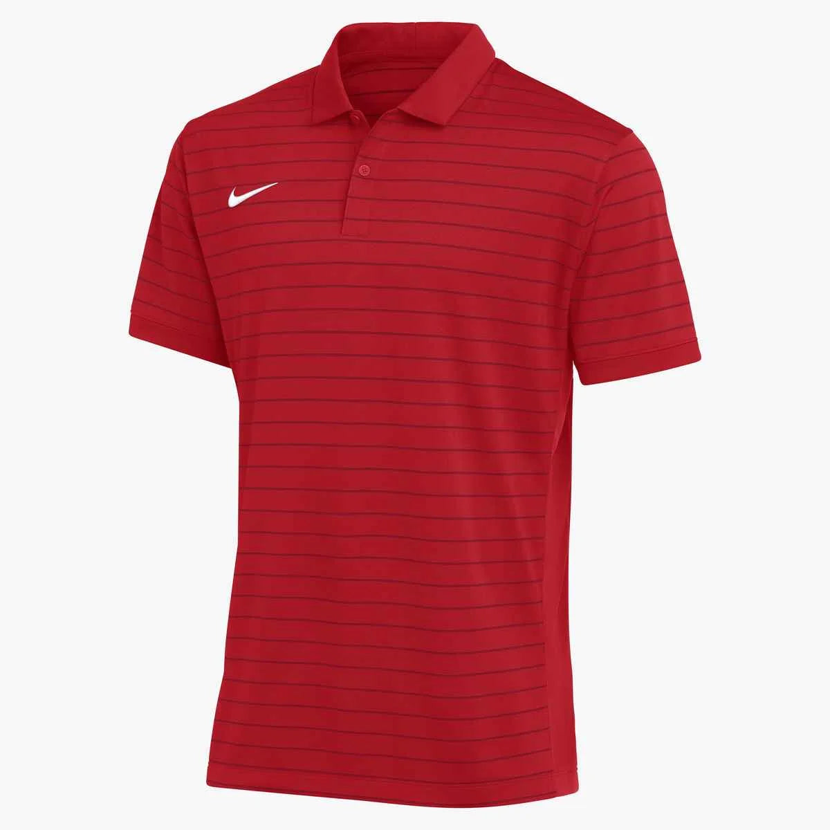 Nike Men's Dri-FIT Striped Coach Polo (Stock) Red Color