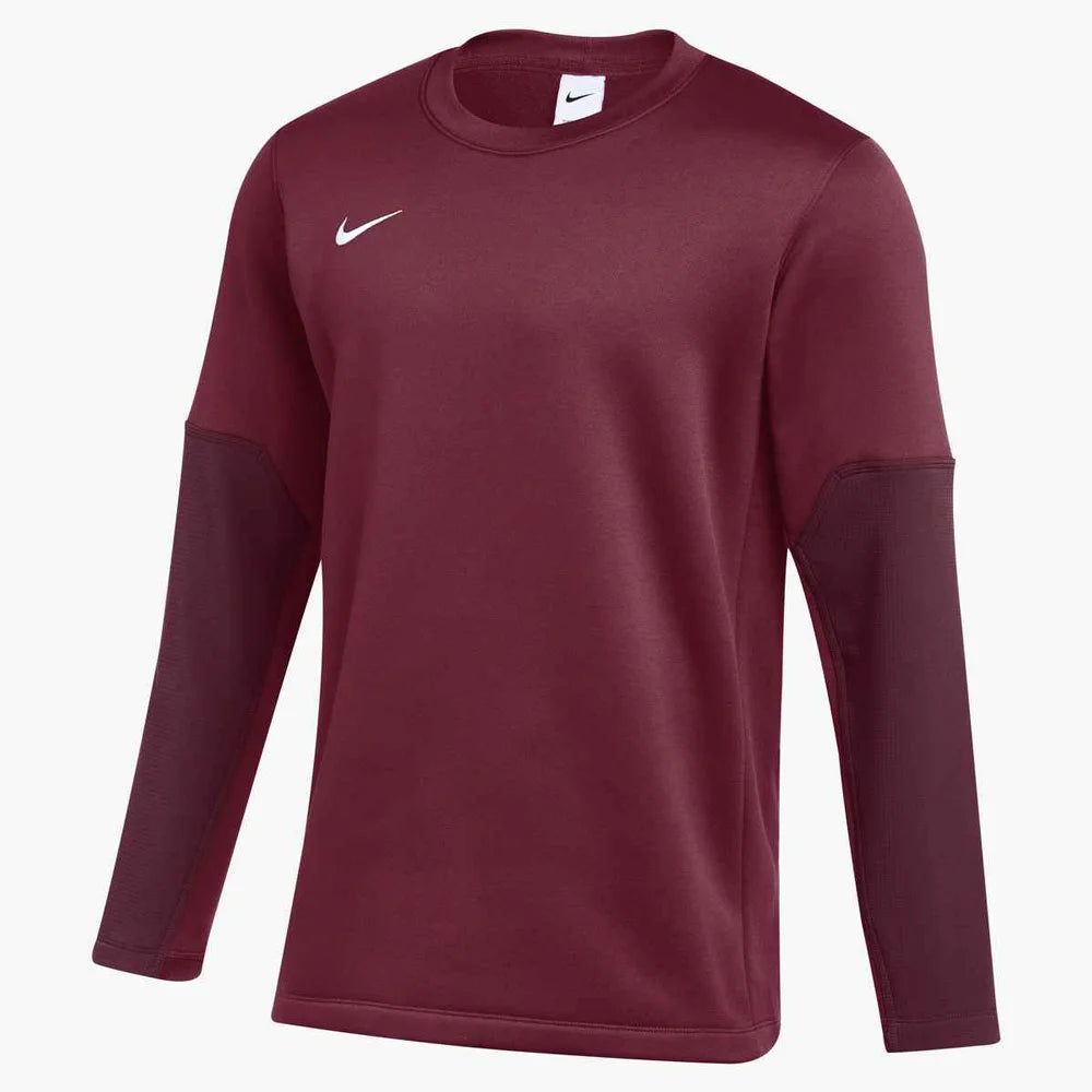 Nike Men's Therma-FIT Mid-Weight Long-Sleeve Crew Maroon Color