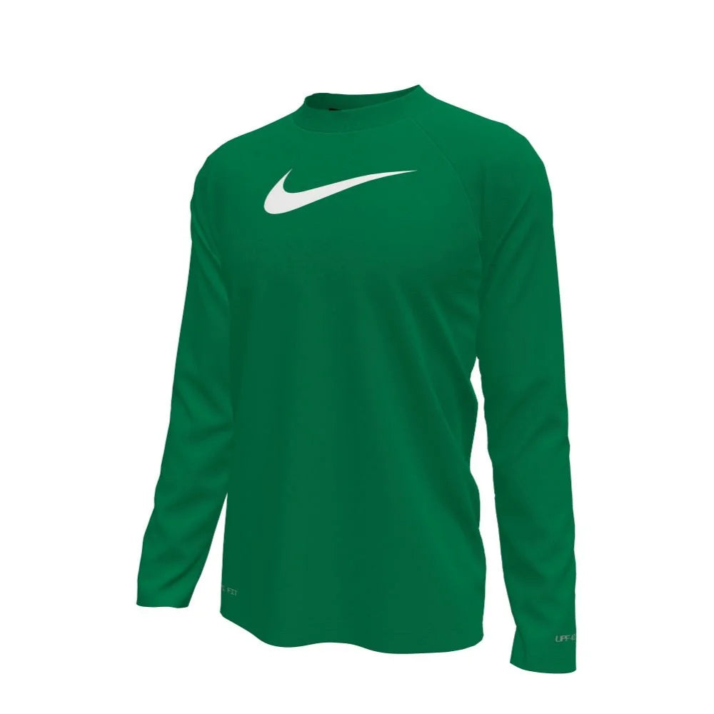 Nike Swim Boys Hydroguard Essential Big Kids Dri-FIT UV Long Sleeve Top green Color