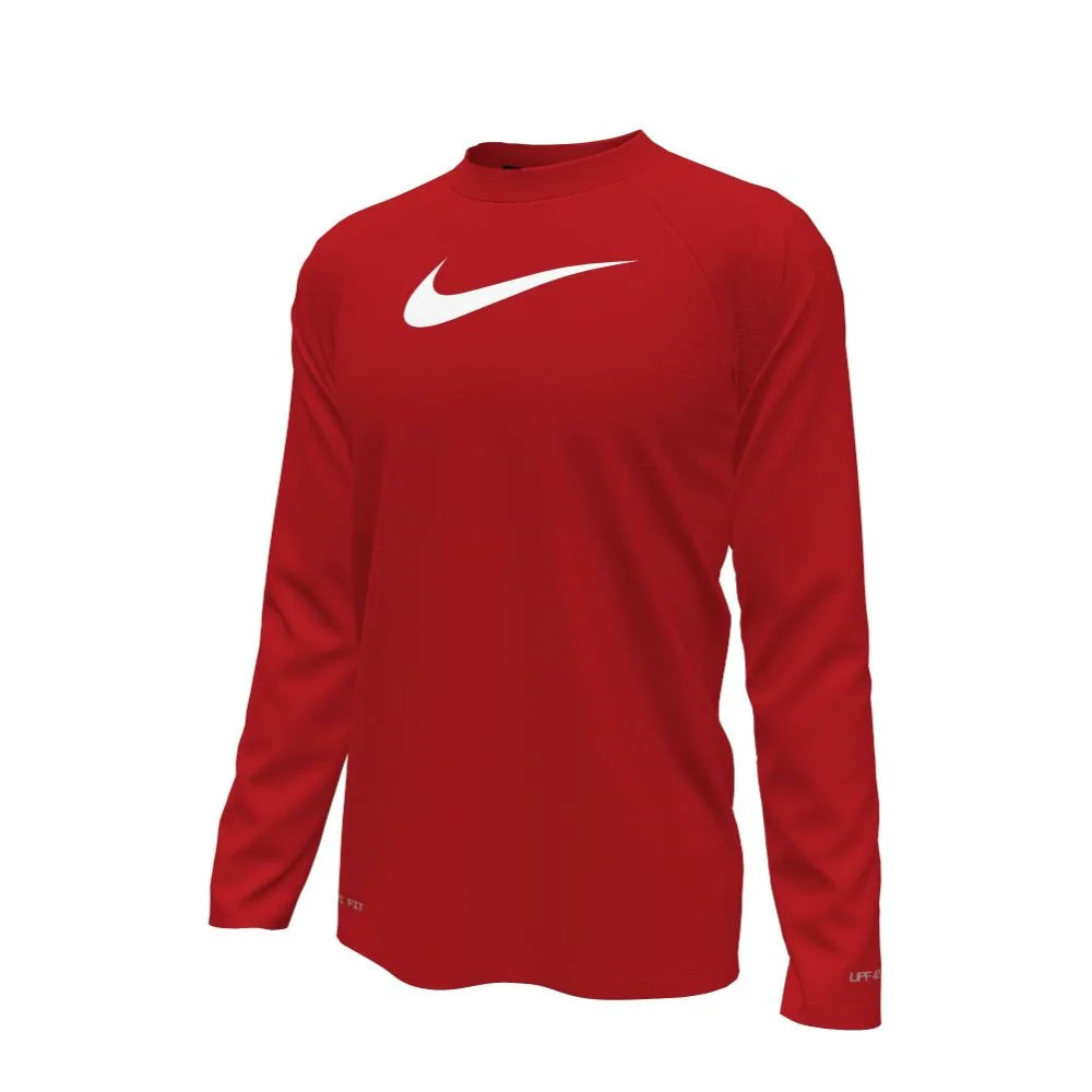 Nike Swim Boys Hydroguard Essential Big Kids Dri-FIT UV Long Sleeve Top red.