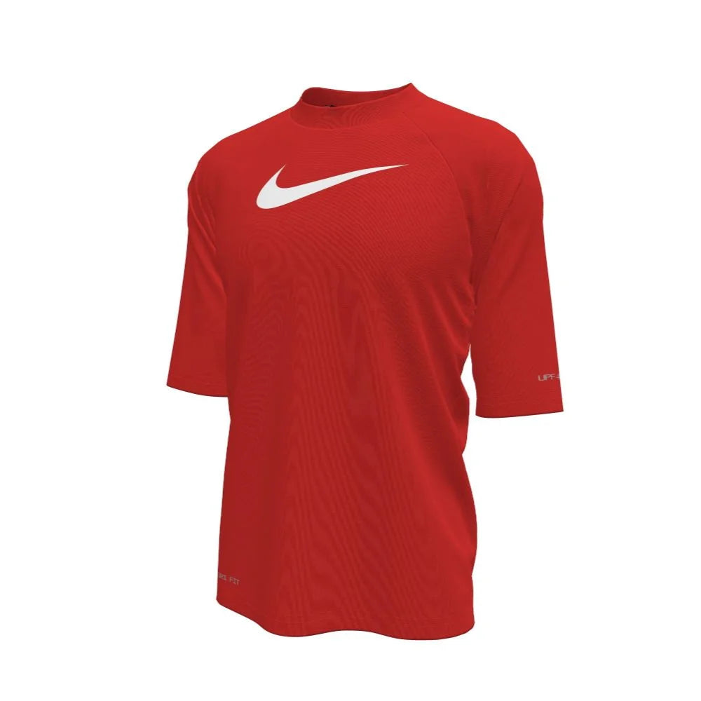 Nike Swim Boys Hydroguard Essential Big Kids Dri-FIT UV Short Sleeve Top Red color.