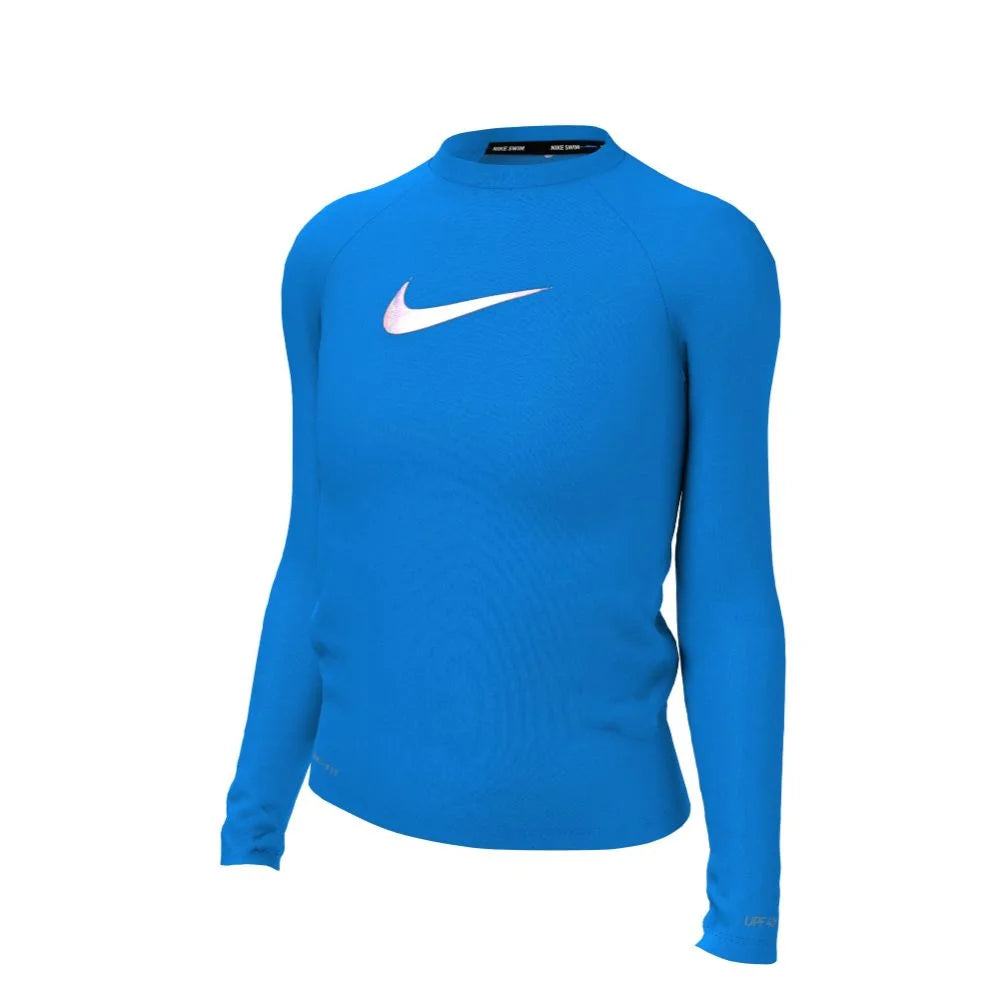 Nike Swim Girls Swoosh Long Sleeve Hydroguard  Blue color