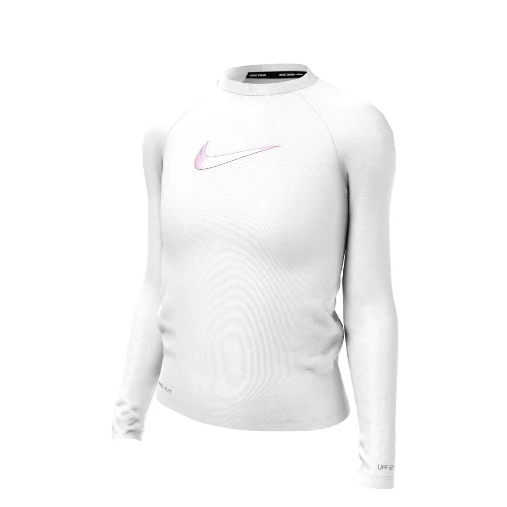 Nike Swim Girls Swoosh Long Sleeve Hydroguard  White color