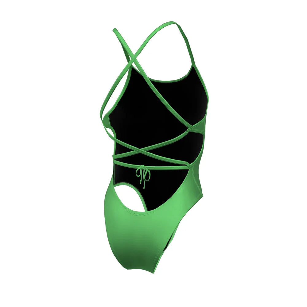 Nike Swim Women's Hydrastrong Solid Lace Up Tie Back One Piece