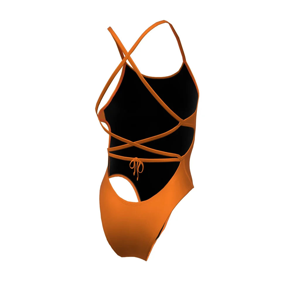 Nike Swim Women's Hydrastrong Solid Lace Up Tie Back One Piece