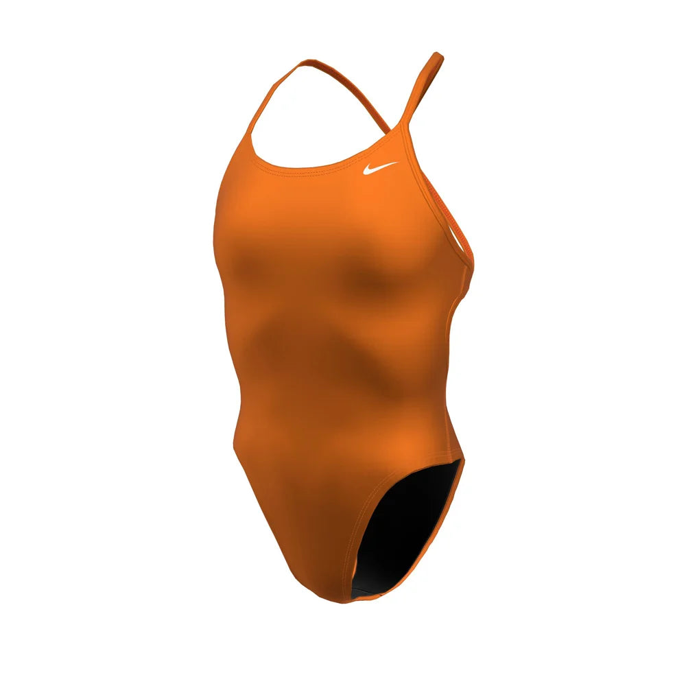 Nike Swim Hydrastrong Solid Lace Up Tie Back One Piece Orange Color