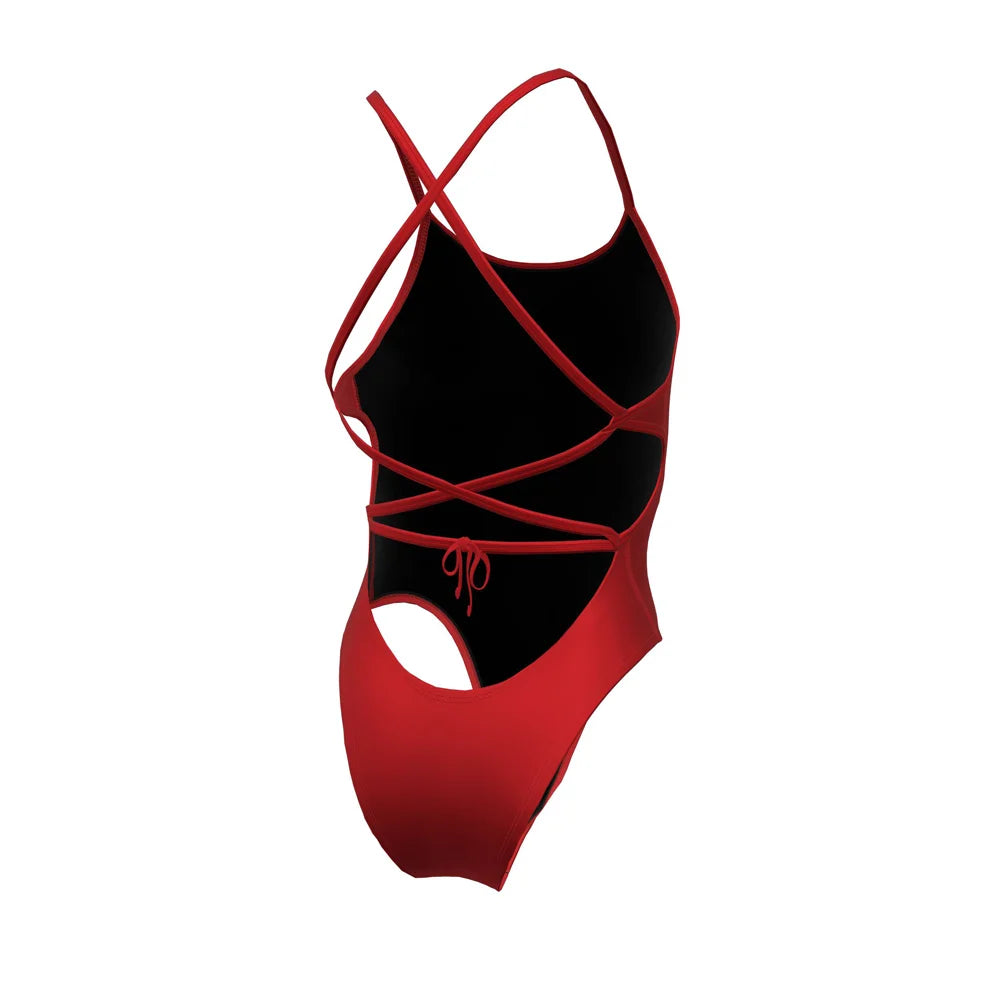 Nike Swim Women's Hydrastrong Solid Lace Up Tie Back One Piece