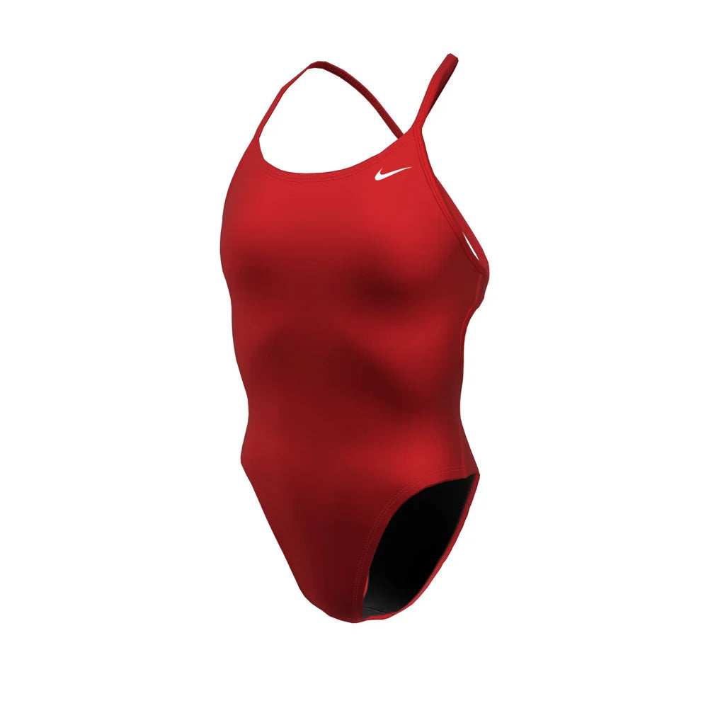 Nike Swim Hydrastrong Solid Lace Up Tie Back One Piece Red Color