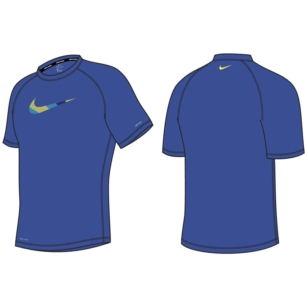 Nike Swim Men's Hydroguard Dri-FIT UV Short Sleeve Top Blue Color 