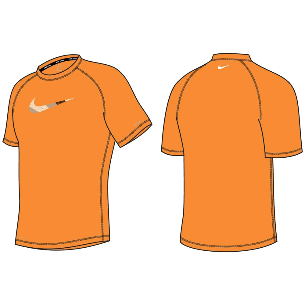 Nike Swim Men's Hydroguard Dri-FIT UV Short Sleeve Top Orange Color