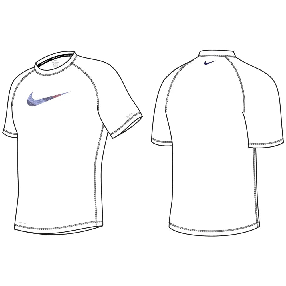 Nike Swim Men's Hydroguard Dri-FIT UV Short Sleeve Top White Color