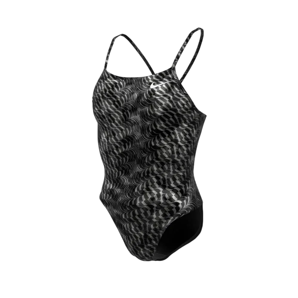 Nike Swim Women's HydraStrong Pool Lanes Cutout One Piece Black Color
