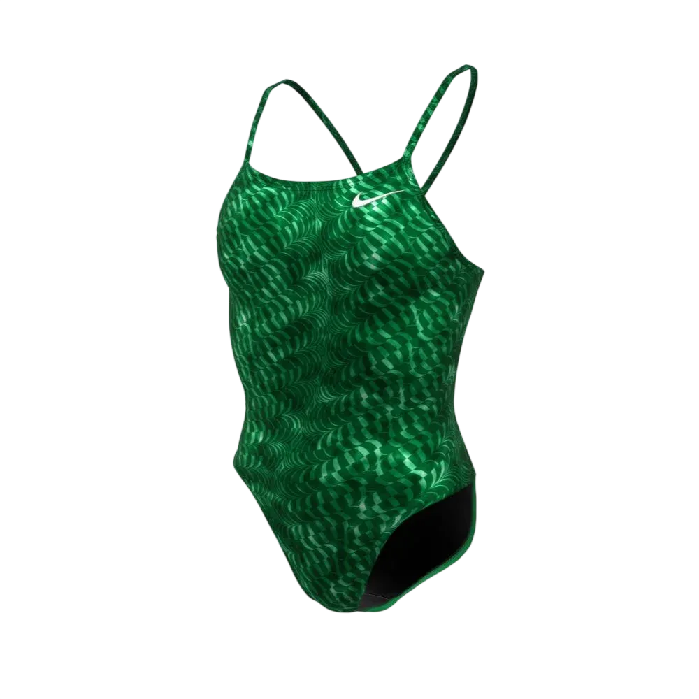 Nike Swim Women's HydraStrong Pool Lanes Cutout One Piece Green Color