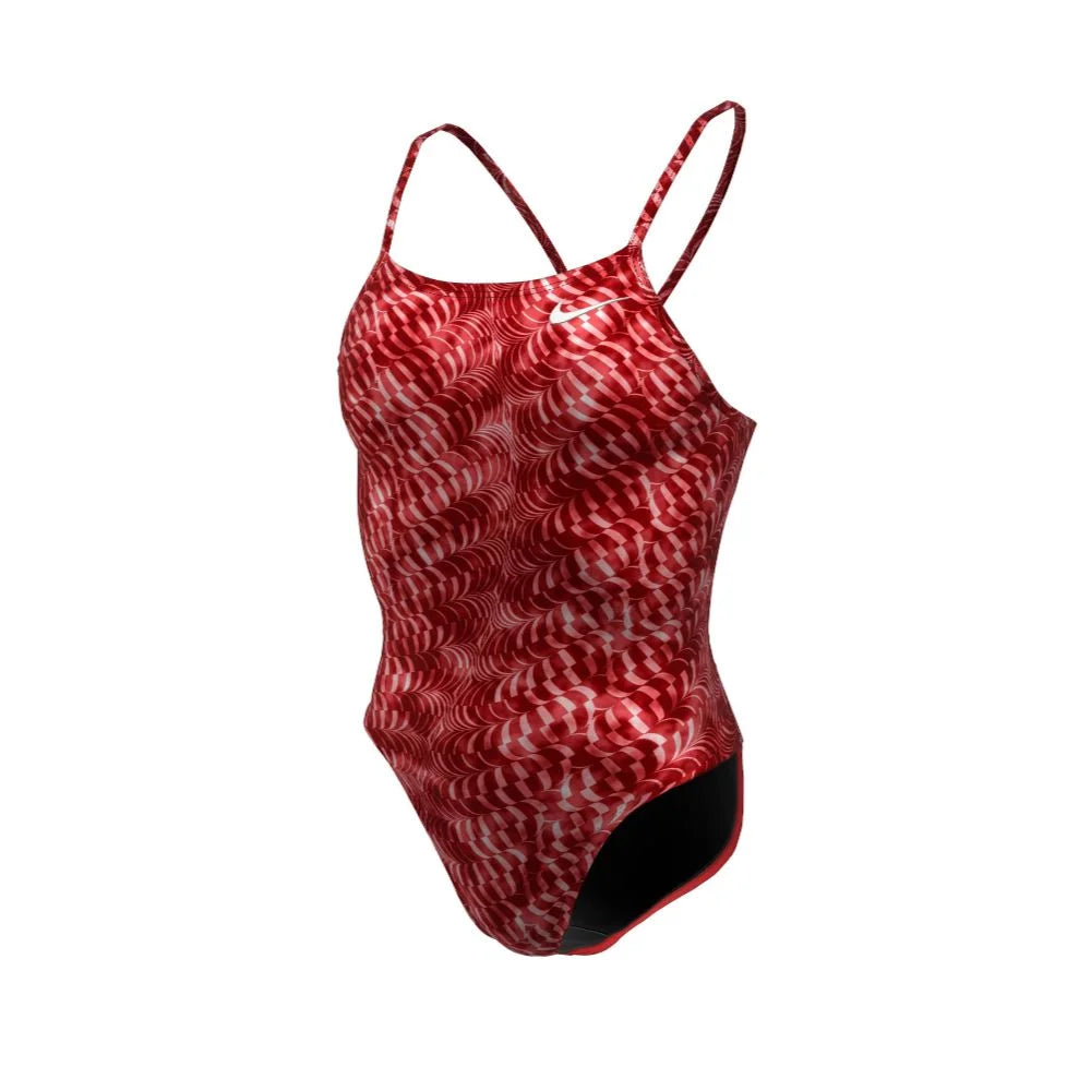 Nike Swim Women's HydraStrong Pool Lanes Cutout One Piece Red