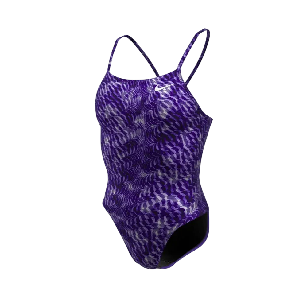 Nike Swim Women's HydraStrong Pool Lanes Cutout One Piece Purple Color