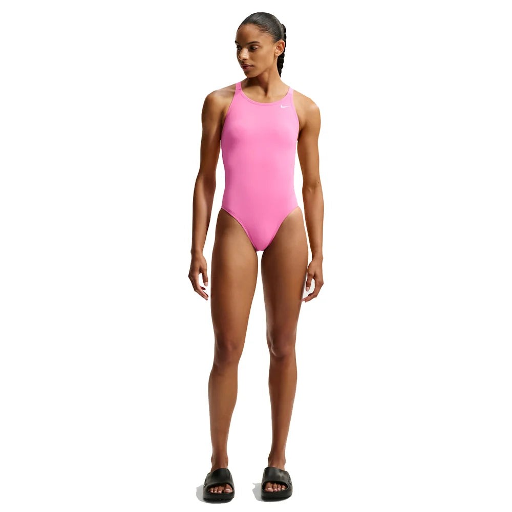 Nike Swim Women's HydraStrong Solid Fastback One Piece Pink Color.