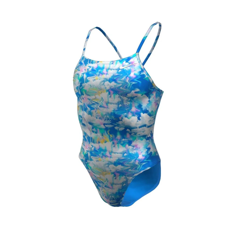 Nike Swim Women's Hydrastrong Multi Print Cutout One Blue color