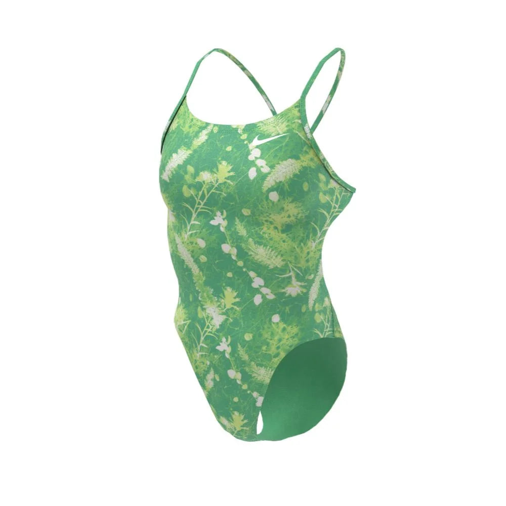 Nike Swim Women's Hydrastrong Multi Print Cutout One Piece green