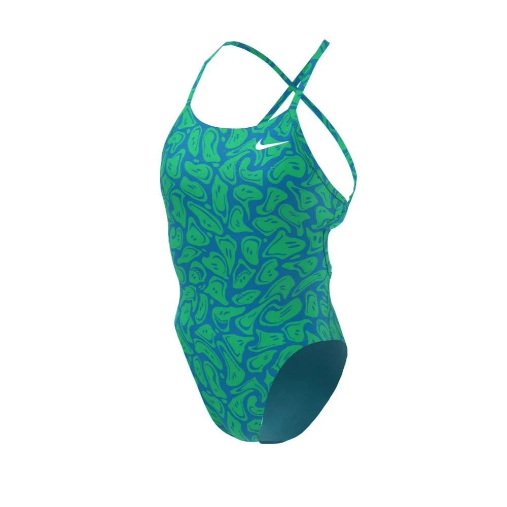 Nike Swim Women's Hydrastrong Multi Print Lace Up Tie Back One Piece
