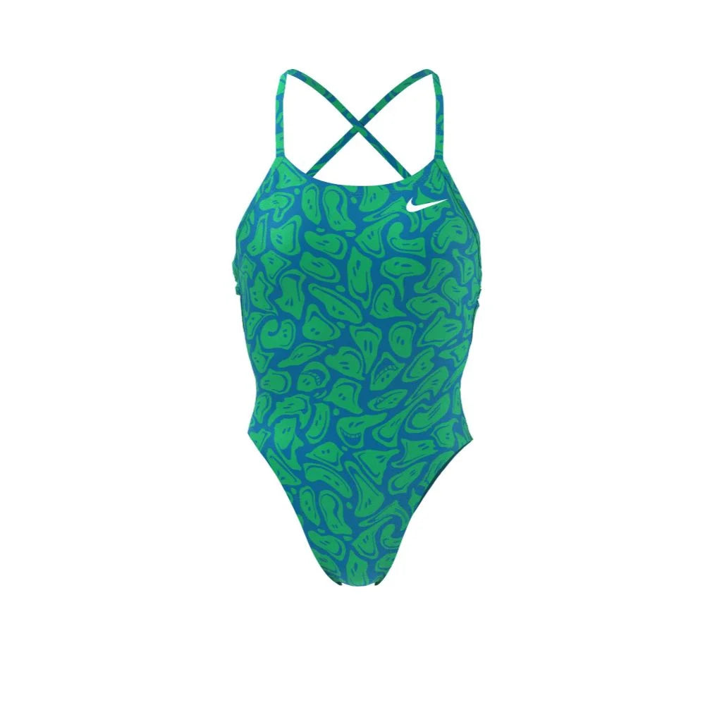 Nike Swim Women's Hydrastrong Multi Print Lace Up Tie Back One Piece