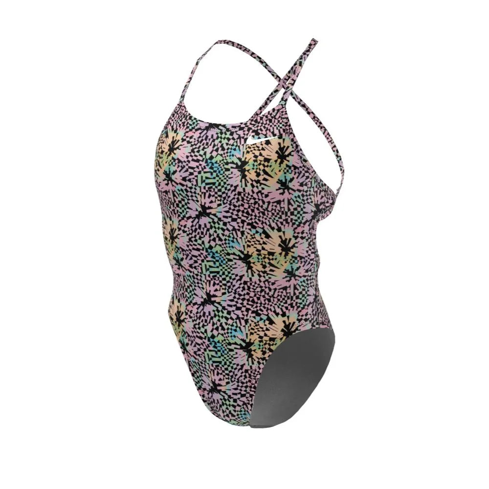 Nike Swim Women's Hydrastrong Multi Print Lace Up Tie Back One Piece