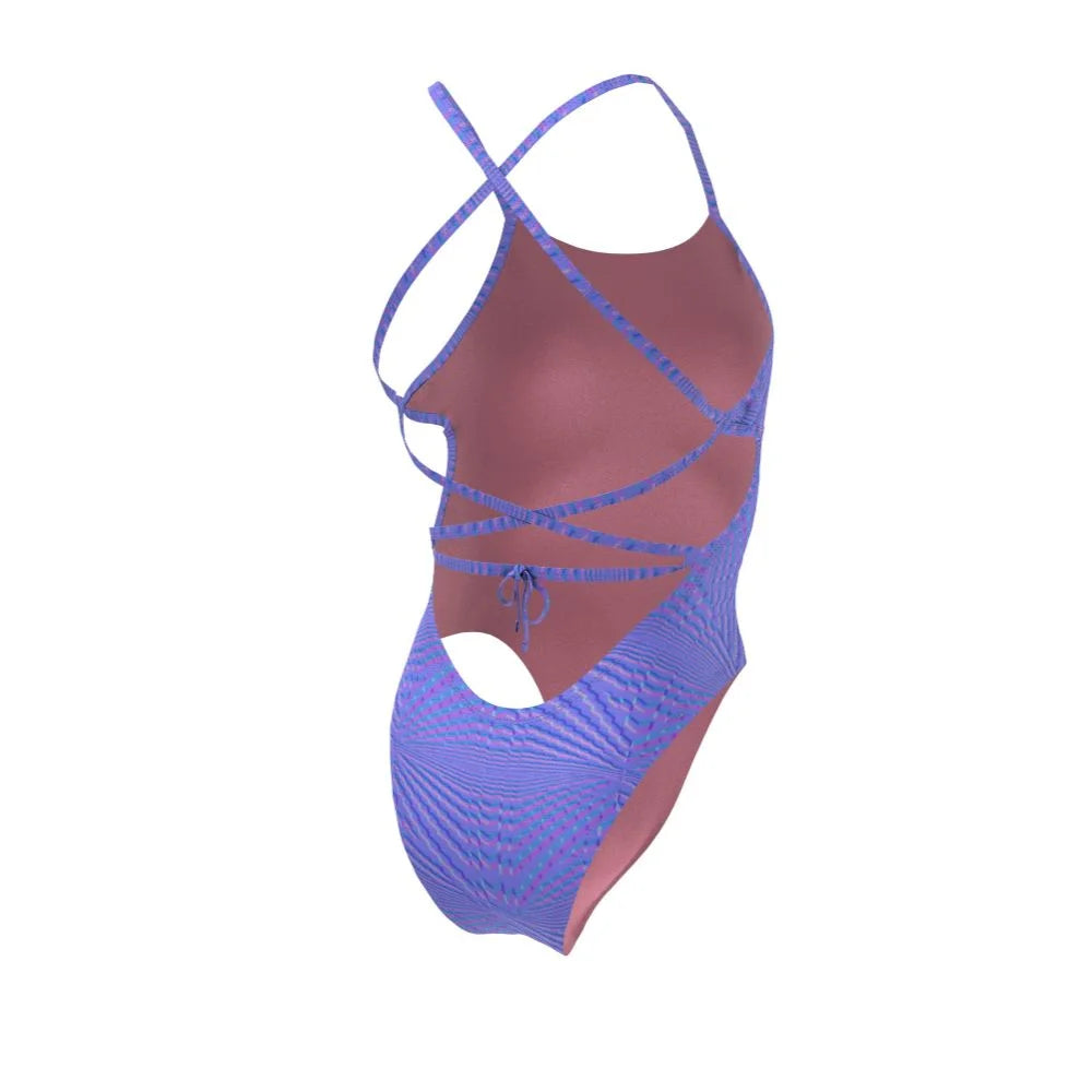 Nike Swim Women's Hydrastrong Multi Print Lace Up Tie Back One Piece