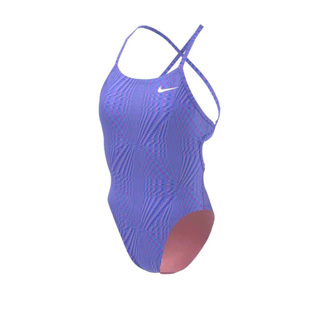 Nike Swim Women's Hydrastrong Multi Print Lace Up Tie Back One Piece