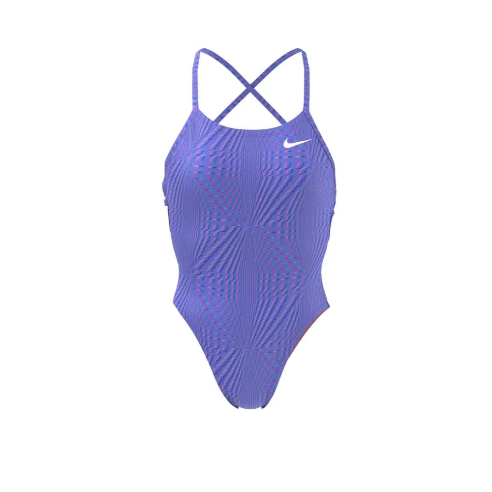 Nike Swim Women's Hydrastrong Multi Print Lace Up Tie Back One Piece