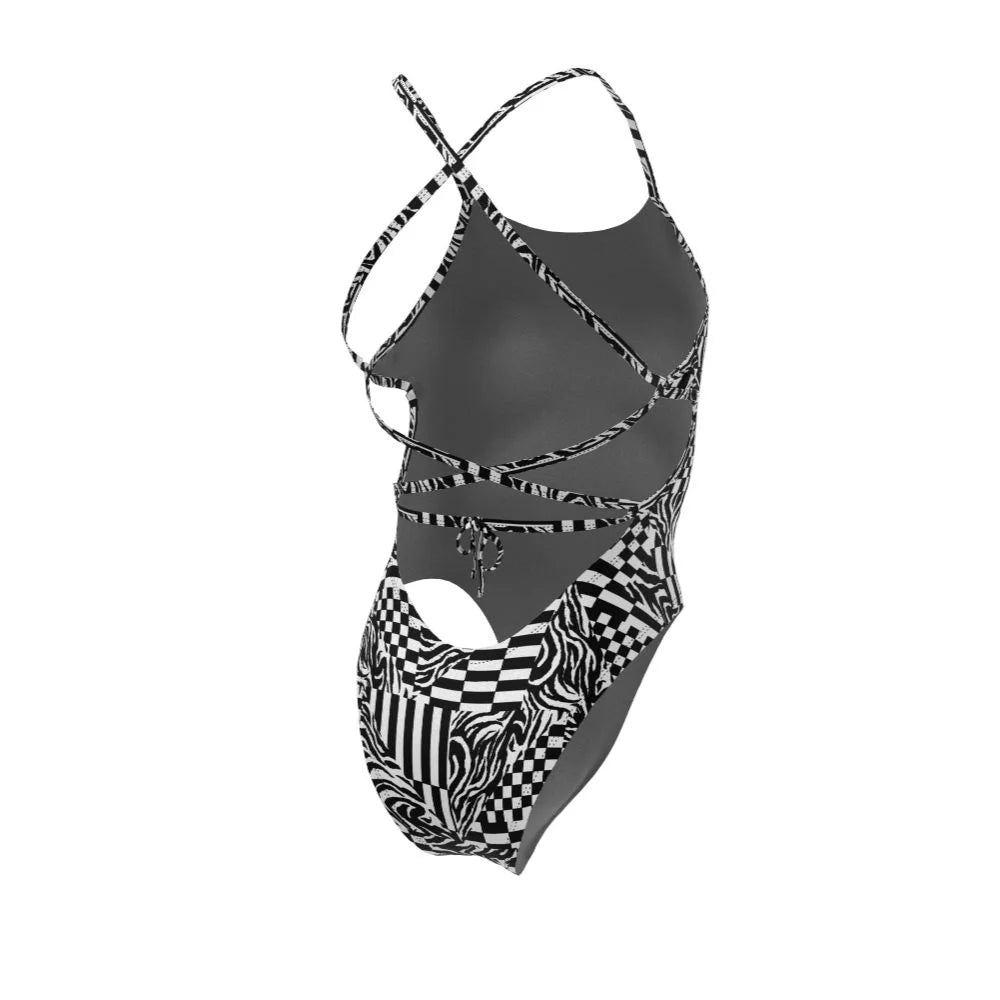 Nike Swim Women's Hydrastrong Multi Print Lace Up Tie Back One Piece