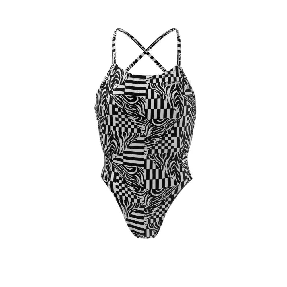 Nike Swim Women's Hydrastrong Multi Print Lace Up Tie Back One Piece