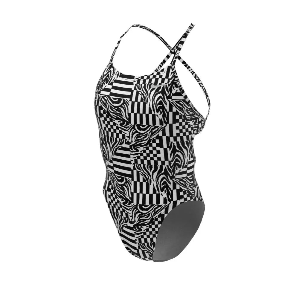 Nike Swim Women's Hydrastrong Multi Print Lace Up Tie Back One Piece