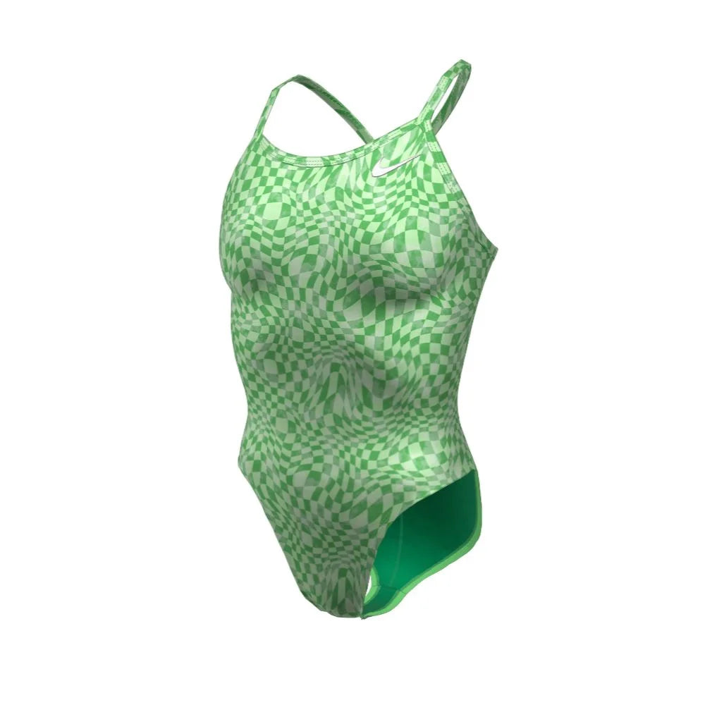 Nike Swim Women's Hydrastrong Multi Print Racerback One Piece Green Color