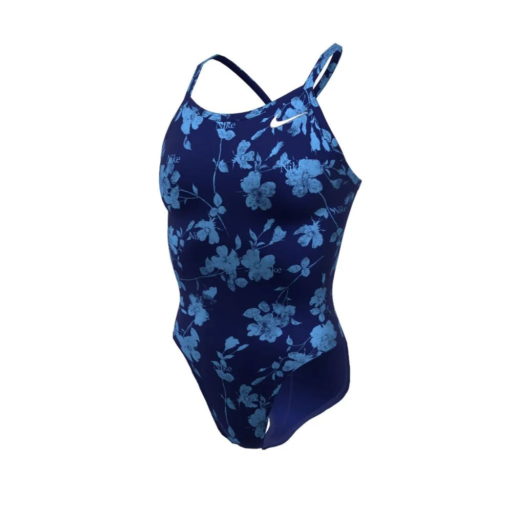 Nike Swim Women's Hydrastrong Multi Print Racerback One Piece Navy